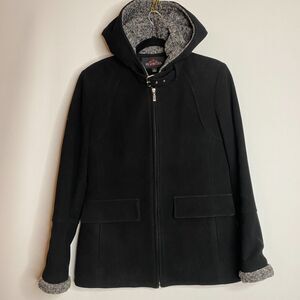 VTG F.S. Limited Hooded Black Wool Coat Womens Small